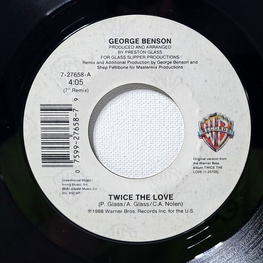 George Benson 45 ‎Twice The Love / Instrumental on WB VG-VG+ House